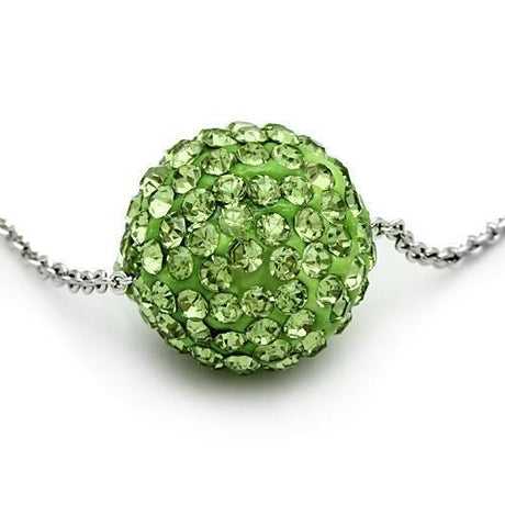 Rhodium Brass Chain Pendant with Top Grade Crystal  in Emerald