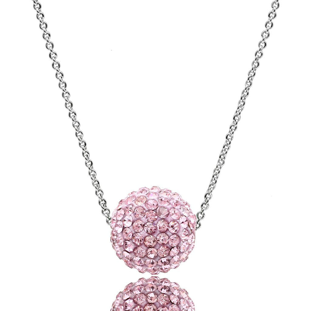 Rhodium Brass Chain Pendant with Top Grade Crystal  in Emerald