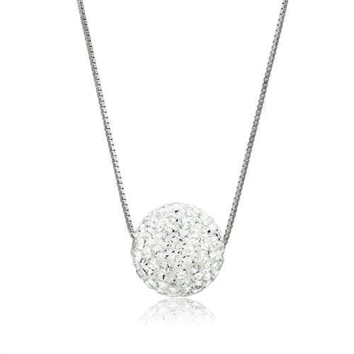 Rhodium Brass Chain Pendant with Top Grade Crystal  in Clear