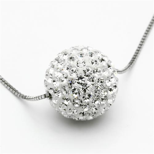 Rhodium Brass Chain Pendant with Top Grade Crystal  in Clear