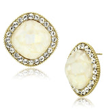 IP Gold(Ion Plating) Brass Earrings with Precious Stone Conch in White