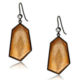 IP Black(Ion Plating) Brass Earrings with Synthetic Synthetic Stone in Orange