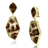 IP Gold(Ion Plating) Brass Earrings with Synthetic Synthetic Stone in Animal pattern
