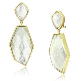 IP Gold(Ion Plating) Brass Earrings with Synthetic Synthetic Stone in White