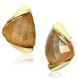 IP Gold(Ion Plating) Brass Earrings with Synthetic Synthetic Stone in Orange