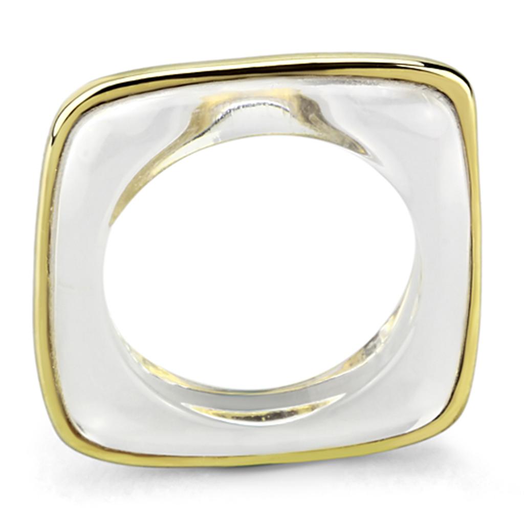 IP Gold(Ion Plating) Brass Ring with Synthetic Synthetic Stone in Clear