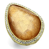 IP Gold(Ion Plating) Brass Ring with Synthetic Synthetic Stone in Orange