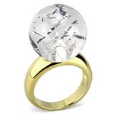 IP Gold(Ion Plating) Brass Ring with Synthetic Synthetic Stone in Clear