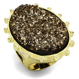 IP Gold(Ion Plating) Brass Ring with Synthetic Synthetic Stone in Champagne