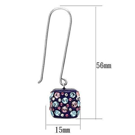 High polished (no plating) Stainless Steel Earrings with Top Grade Crystal  in Multi Color