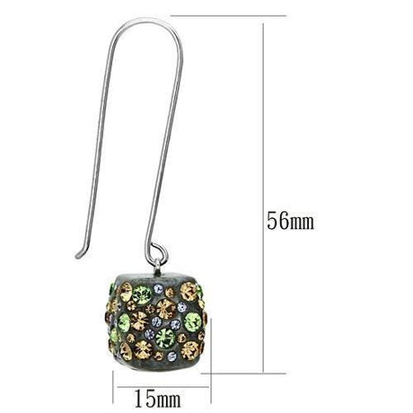 High polished (no plating) Stainless Steel Earrings with Top Grade Crystal  in Multi Color
