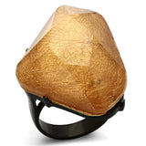 IP Black(Ion Plating) Stainless Steel Ring with Synthetic Synthetic Stone in Orange