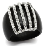 High polished (no plating) Stainless Steel Ring with Top Grade Crystal  in Clear