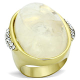 IP Gold(Ion Plating) Stainless Steel Ring with Synthetic Synthetic Stone in Clear