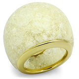 IP Gold(Ion Plating) Stainless Steel Ring with Synthetic Synthetic Stone in Citrine Yellow