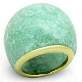 IP Gold(Ion Plating) Stainless Steel Ring with Synthetic Synthetic Stone in Emerald