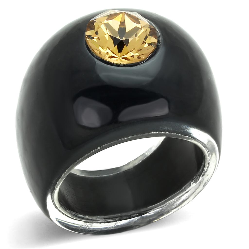 Resin Ring with Top Grade Crystal  in Light Smoked