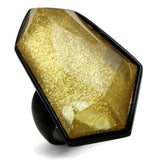 IP Black(Ion Plating) Stainless Steel Ring with Synthetic Synthetic Stone in Citrine Yellow