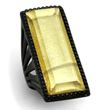 IP Black(Ion Plating) Stainless Steel Ring with Synthetic Synthetic Stone in Citrine Yellow