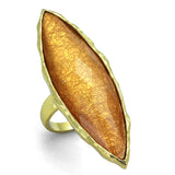 IP Gold(Ion Plating) Stainless Steel Ring with Synthetic Synthetic Stone in Orange